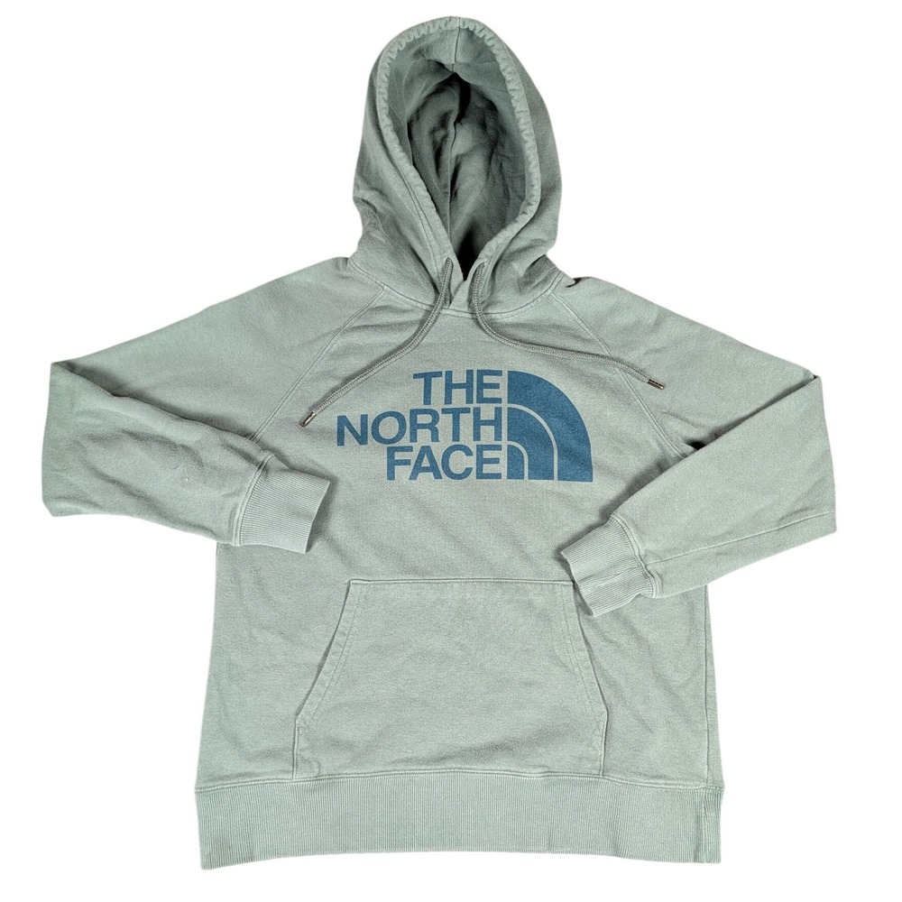The North Face Womens Pullover Hoodie Sage Green Graphic Logo Sweatshirt 6680